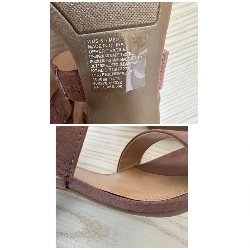 LC Lauren Conrad Mauve Bow Accent Zippered Block Heeled Sandals Size 6.5